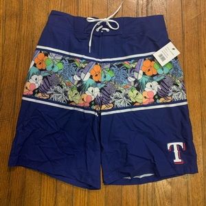 G-III Texas Rangers Swim Shorts Mens Large MLB Baseball Hawaiian Print New
